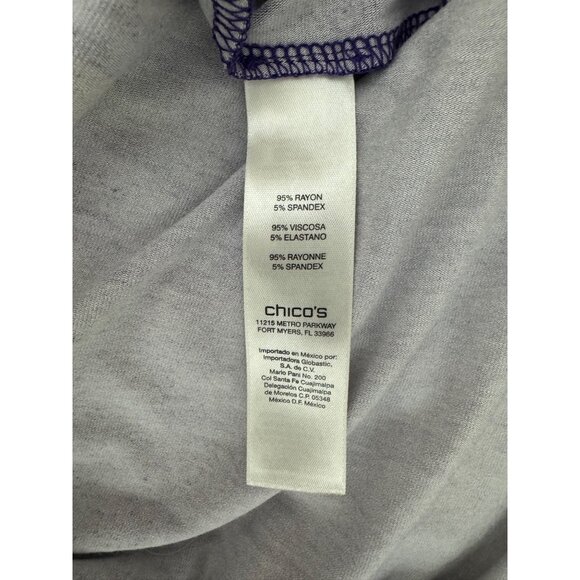 Chico's Size 2 = Large/12 Ikat Print Purple Ilana Shift Dress Soft Knit Stretch - Picture 5 of 6